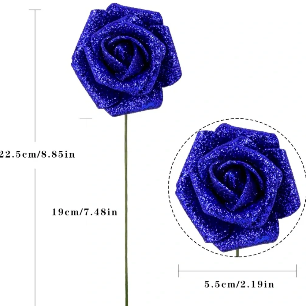 💎$1💎 Royal Blue Glittery Sparkly Enchanting Roses Bendable Workable